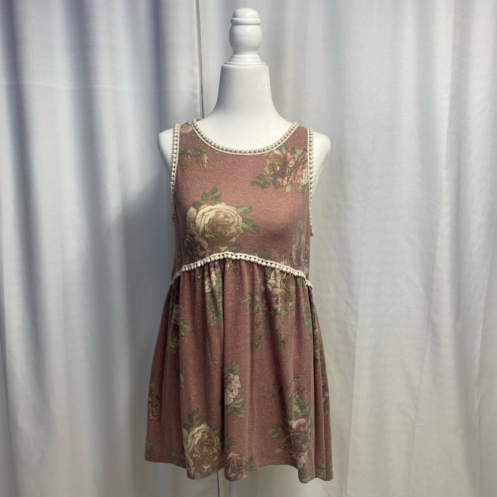 143 Story by Line Up Dusty mauve floral babydoll tank top Size Small